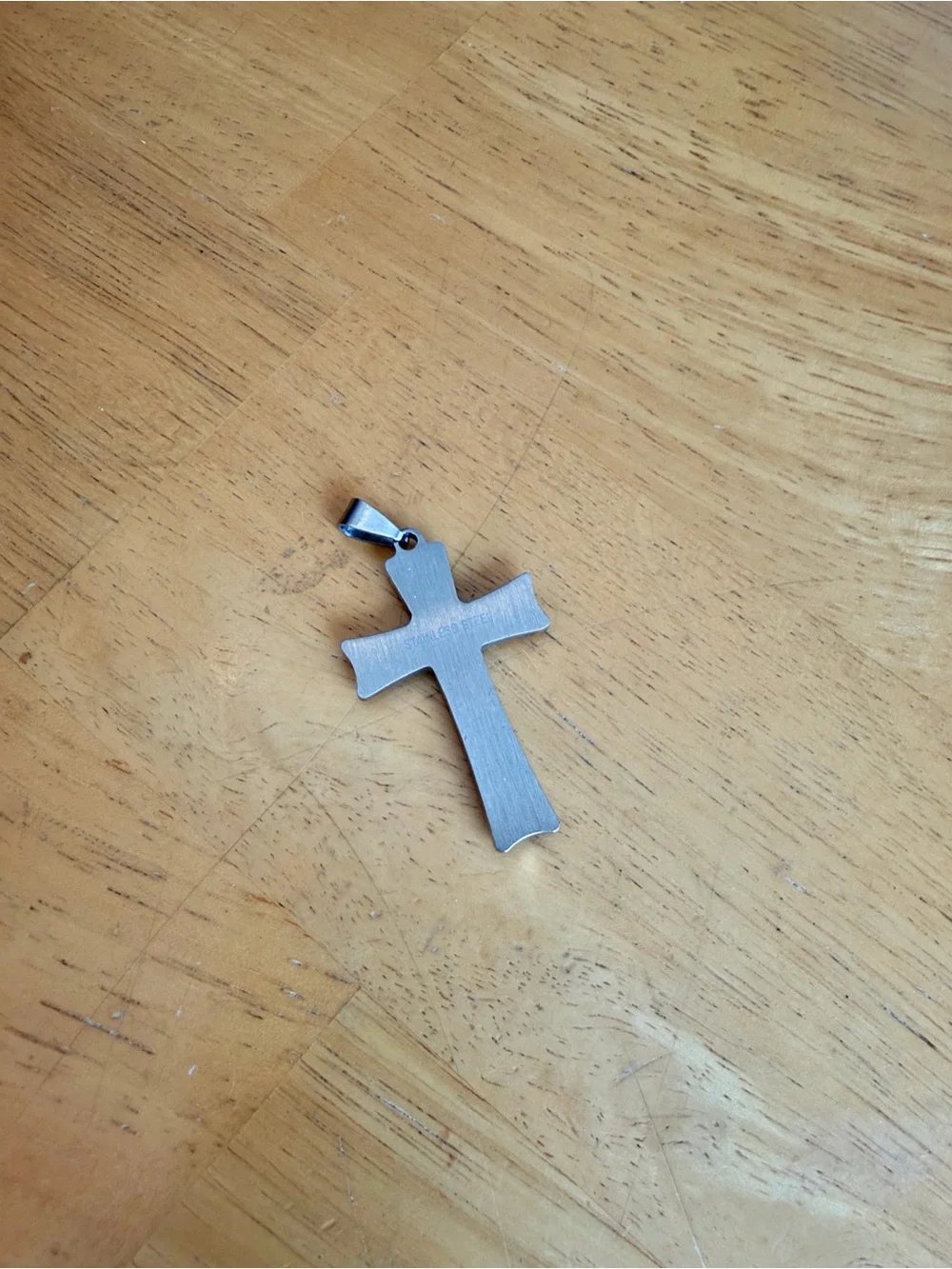 Men's Stainless Steel Cross Pendant Lord’s Prayer in Spanish